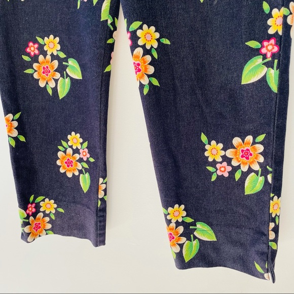Verge NZ Flower Denim Stretch Pants Sz 16 Retro - Picture 4 of 12
